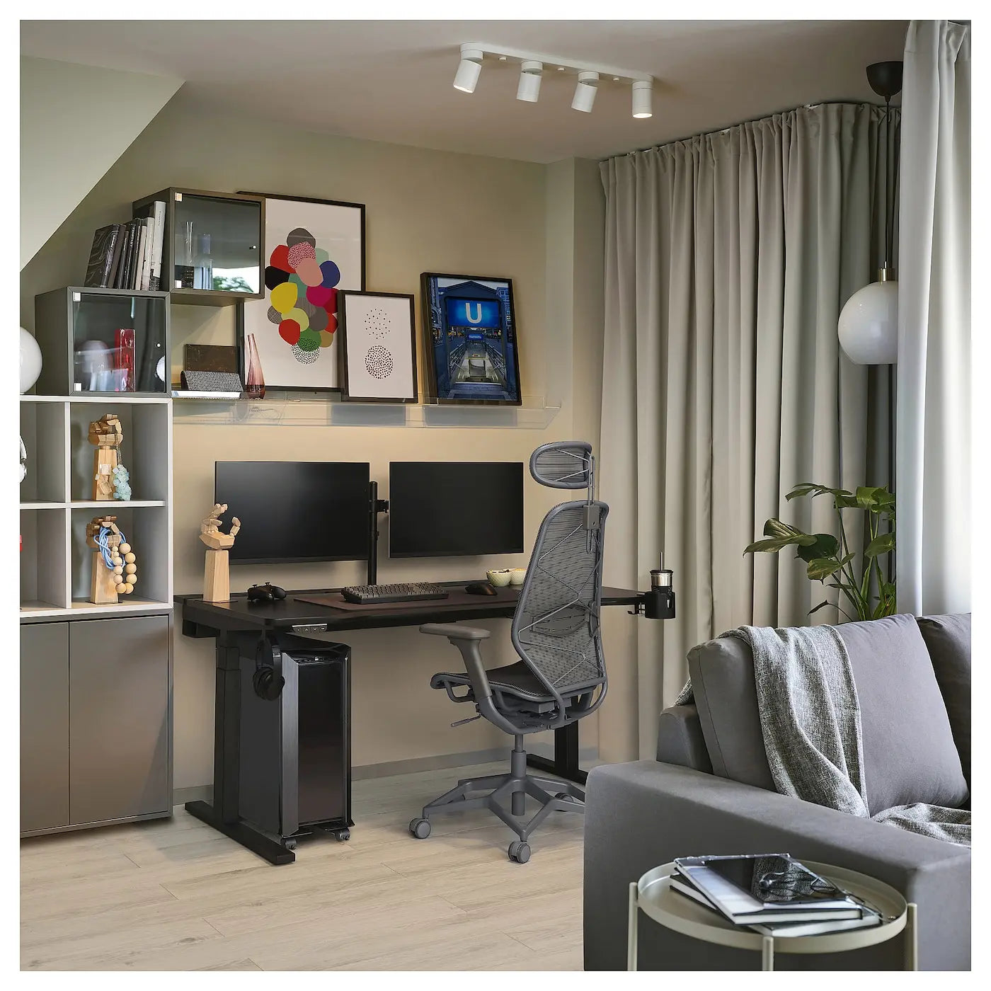 Gaming/Coding desk sit/stand, electric/black, 160x80 cm