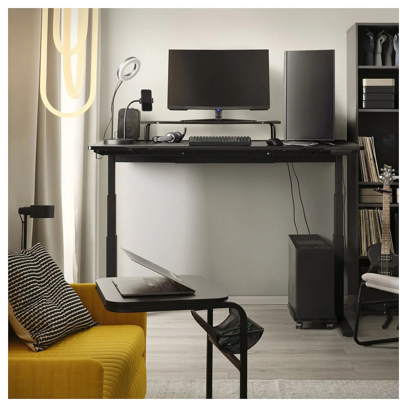 Gaming/Coding desk sit/stand, electric/black, 160x80 cm